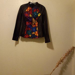 Floral Embroidered Genuine Leather Jacket Wearable Art Unique Collectors Boho
